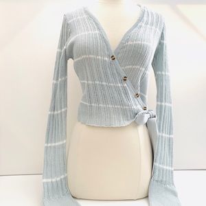 NWT Le Lis Mint & White Wrap Crop Top Large